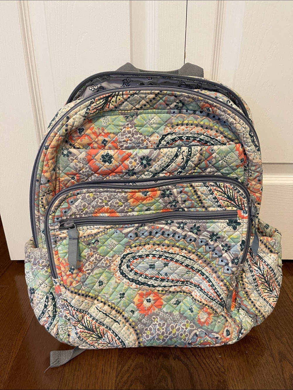 Vera Bradley Quilted Paisley Backpack in Gray and Multi-Color